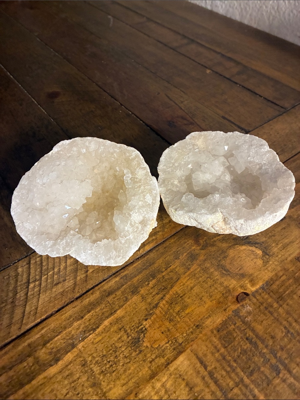 Clear Crystal Geode Pair Decorative Home Accent